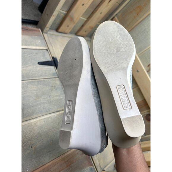 Sperry Womens Metallic Silver Leather Wedge Loafers Size 7.5M - Picture 5 of 9